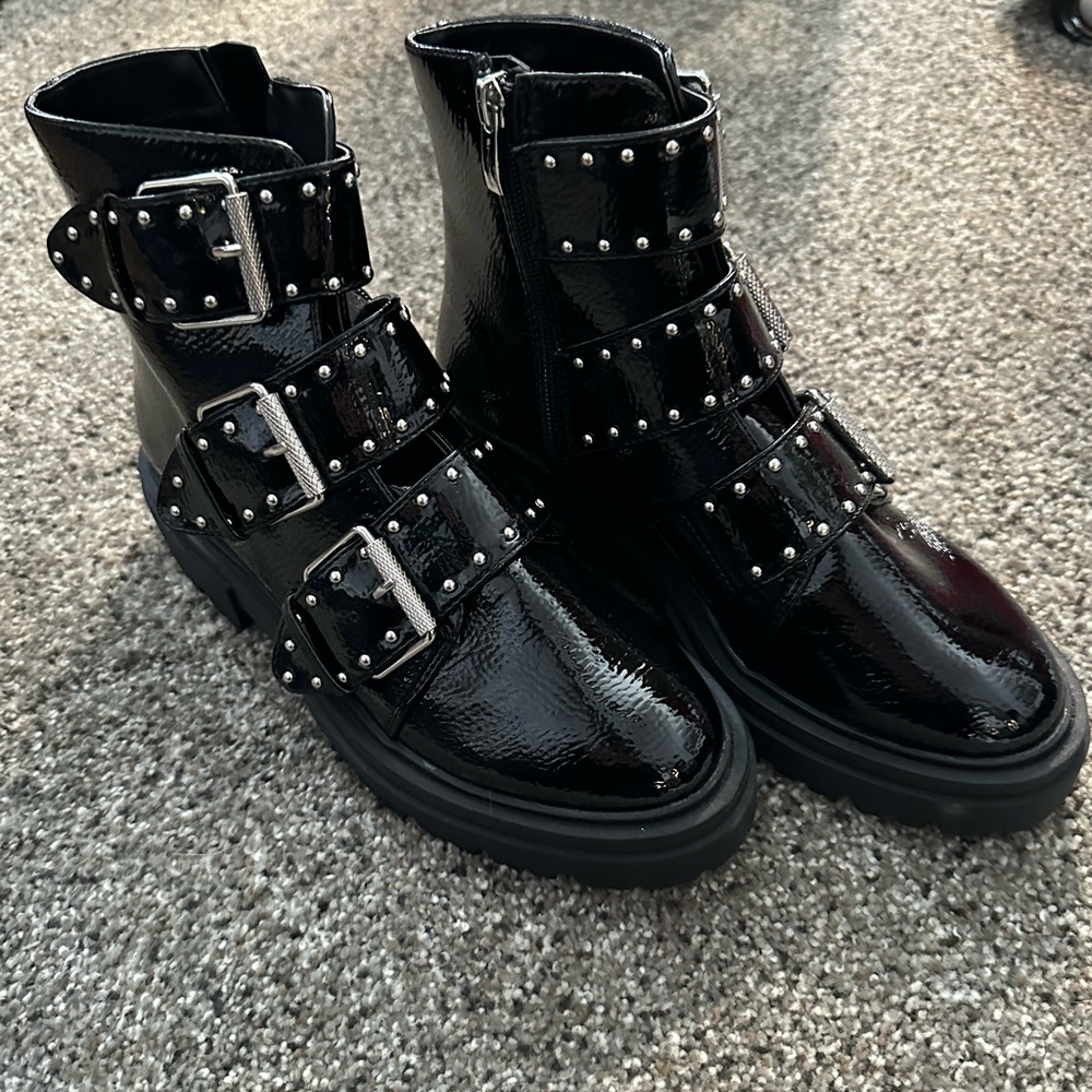 Brand new Steven UP leather buckle boots. Size 6.5. Studded.